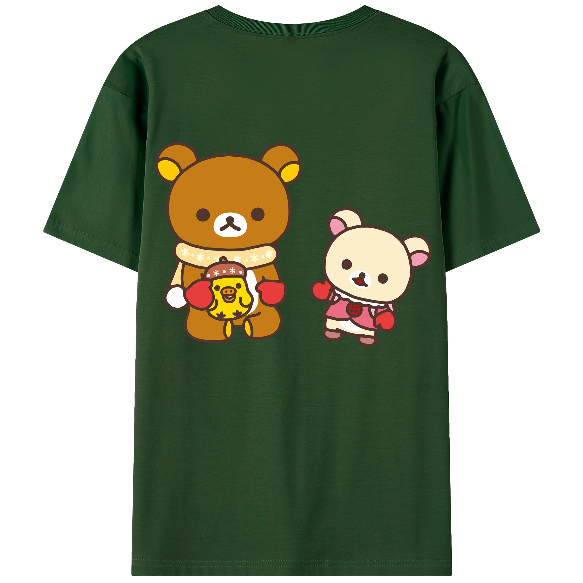 （画像用） リラックマ リラックマ キイロイトリ Rilakkuma Korilakkuma Kiiroitori 綿100％半袖Tシャツ（背面プリント）